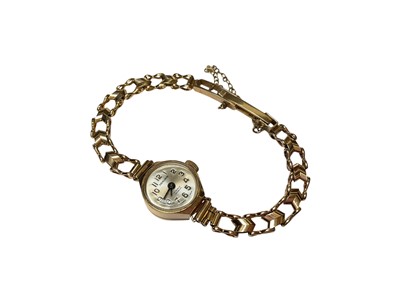 Lot 232 - Ladies' Excalibur 9ct gold wristwatch on 9ct gold bracelet