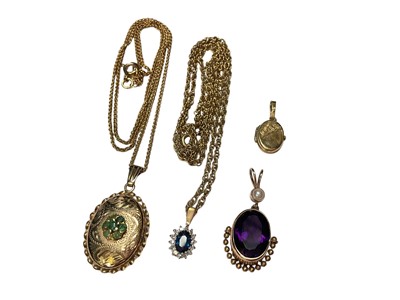 Lot 235 - Four 9ct gold pendants, two on 9ct gold chains