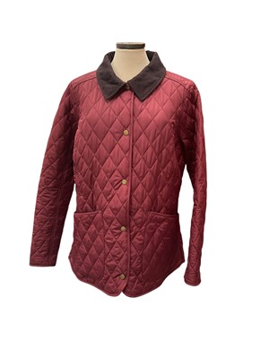 Lot 2566 - Ladies' Barbour burgundy tartan quilted jacket, size 16.