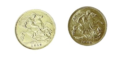 Lot 481 - G.B. - Gold ½ Sovereigns to include Victoria OH 1900 GF-AVF and Edward VII 1910S GF (2 coins)