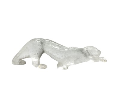 Lot 2367 - Lalique Zeila Panther crystal sculpture in frosted glass, etched signature, signed and numbered G0129, in original box. Purchased from Lalique, Monaco.