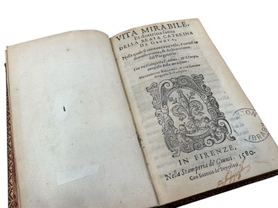 Lot 1417 - Vita Mirabile, et dottrina santa della Beata Caterina da Genova, Giunti Press, Firenze 1580, leather binding