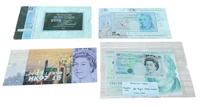 Lot 474 - G.B. - Royal Mint mixed limited edition turquoise and multicoloured series 'E' Five Pound banknotes to include 'Millenium Issue' 2000 Lowther, YR20-000295, Kentfield, HK97-179763 and Kentfield...