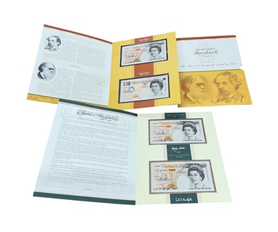 Lot 477 - G.B. - Royal Mint limited edition orange and multicoloured series 'E' Ten Pounds, Two banknote sets, to include 'The New £10 banknote issued in 2000', Lowther, LA80-99976 and AA01-99976 (N.B....