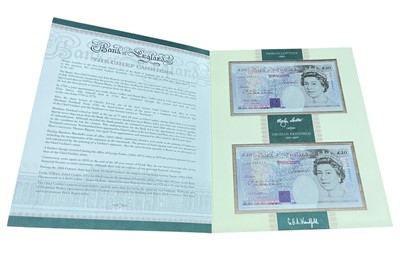 Lot 478 - G.B. - Royal Mint limited edition purple and multicoloured series 'E' Twenty Pounds banknote set to include Lowther, DA01-999921 and Kentfield, CL99-999921 (N.B. In folder of issue) (1 banknote...