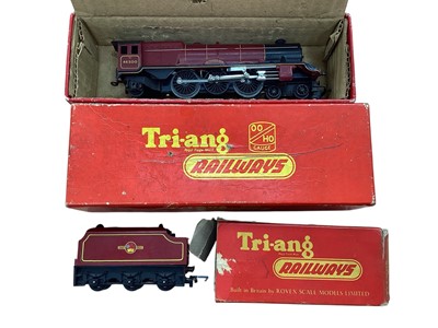 Lot 1905 - Triang OO Gauge 4-6-2 BR maroon The Princess Royal R258 and tender R34, diesel locomotive, tank engine and two constructed kit locomotives, plus rolling stock, accessories and track, in painted...