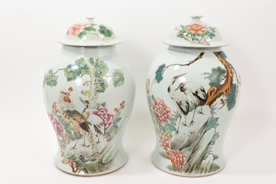 Lot 293 - Pair of Chinese porcelain vases and covers