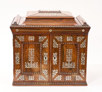 Lot 919 - Late Regency rosewood needlework and writing cabinet