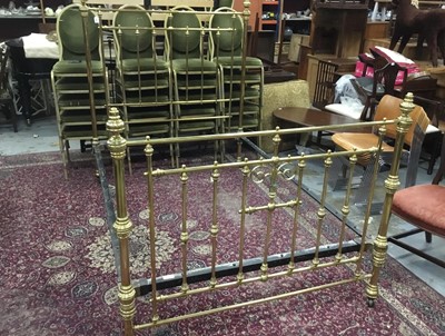 Lot 5311 - Victorian brass double bed with side rails
