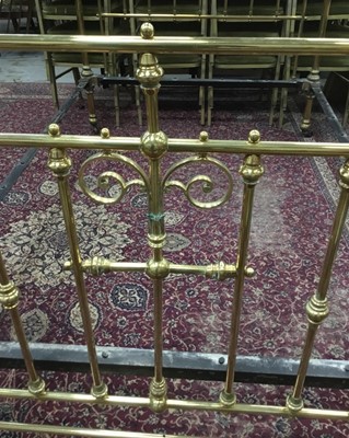 Lot 5311 - Victorian brass double bed with side rails