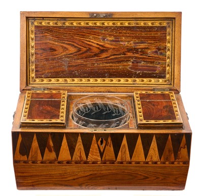 Lot 892 - George III Tunbridge Ware tea caddy