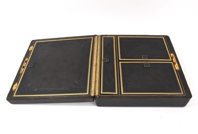 Lot 942 - Early Victorian tooled leather writing box with fitted interior