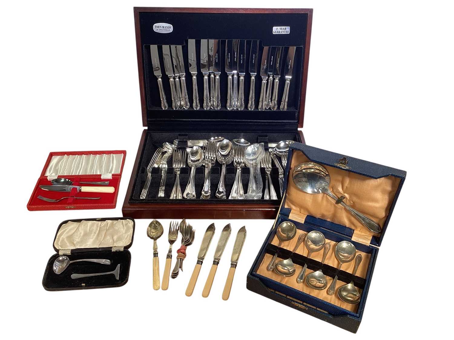 Lot 5025 - Canteen of Sheffield silver plated cutlery by John Mason together with other silver plate