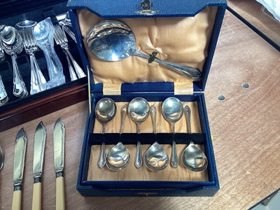 Lot 5025 - Canteen of Sheffield silver plated cutlery by John Mason together with other silver plate