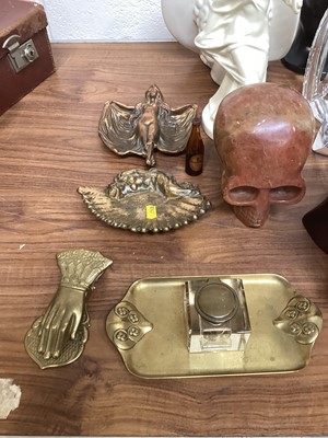 Lot 5071 - Baccarat crystal sculpture, bronze horse bust and other sculptural pieces
