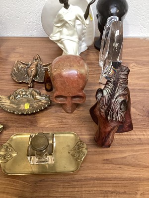 Lot 5071 - Baccarat crystal sculpture, bronze horse bust and other sculptural pieces