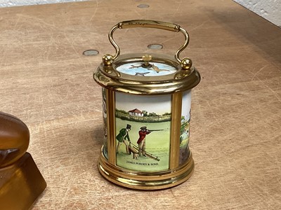 Lot 5058 - Halcyon Days James Purdey clock and an Art Deco glass clock