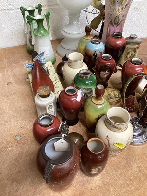 Lot 5070 - Collection of silver topped vases, and other vases, a Bakelite fan and others