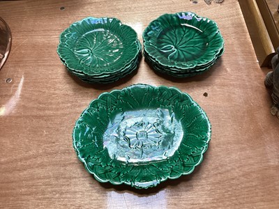 Lot 5150 - Collection of Wedgwood green glazed cabbage leaf plates