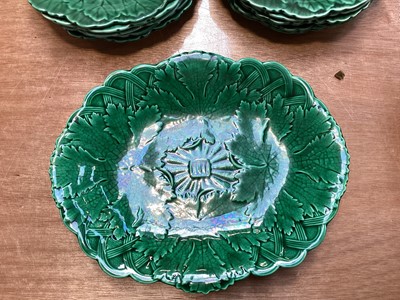 Lot 5150 - Collection of Wedgwood green glazed cabbage leaf plates