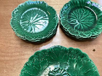 Lot 5150 - Collection of Wedgwood green glazed cabbage leaf plates