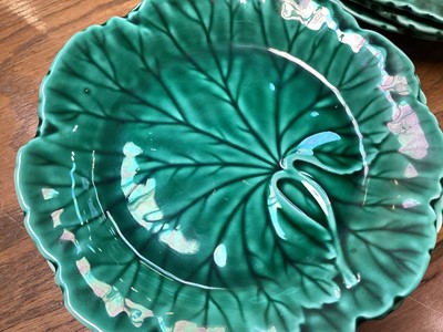 Lot 5150 - Collection of Wedgwood green glazed cabbage leaf plates
