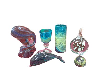 Lot 2372 - Group of Mdina glass including a goblet dated 1976; cylindrical vase, sculpture etc