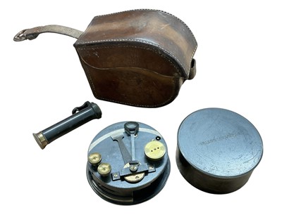 Lot 833 - First World War period pocket sextant by Stanley, London in original brown leather fitted travel case.
