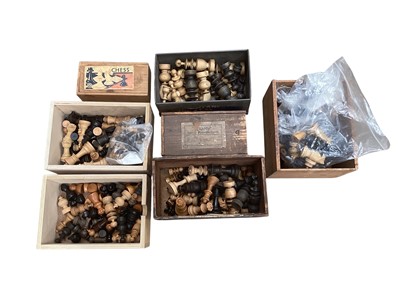 Lot 2910 - Group of vintage chess sets including turned sets