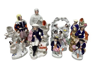 Lot 5044 - Collection of Staffordshire figures to include a Shepherd, 'Paul and Virginia', and others