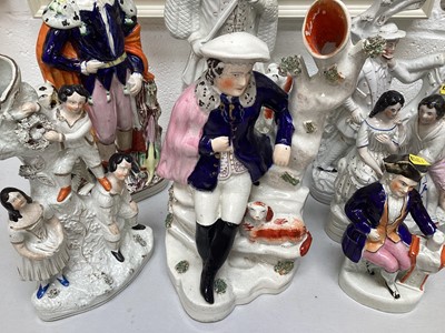 Lot 5044 - Collection of Staffordshire figures to include a Shepherd, 'Paul and Virginia', and others