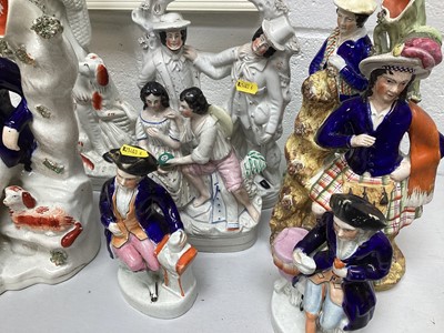 Lot 5044 - Collection of Staffordshire figures to include a Shepherd, 'Paul and Virginia', and others