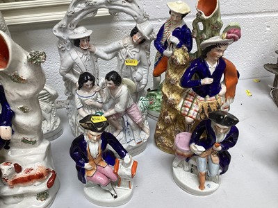 Lot 5044 - Collection of Staffordshire figures to include a Shepherd, 'Paul and Virginia', and others