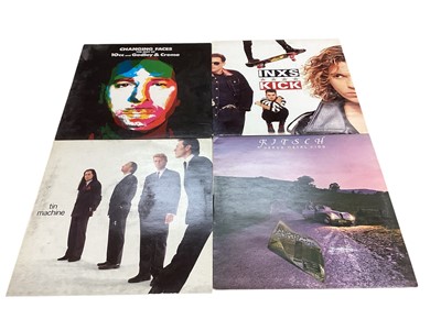 Lot 2744 - Bag of LP records including Tin Machine, INXS, The Chords, Tourists, The Photo's, Talking Heads, The Mission etc, together with some 12" singles ...