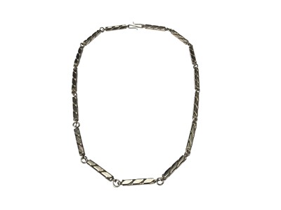 Lot 296 - Danish silver necklace with long rope twist panel links (London import 1984), 42cm long
