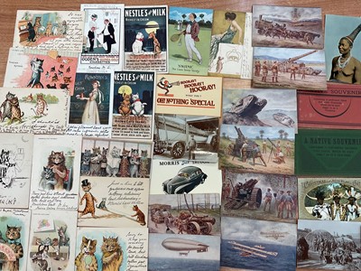 Lot 1183 - Postcards - good collection, mainly one family to include Louis Wain cat cards (x10), Tucks Celebrated Posters, advertising Nestles Milk, Airships, Military War Bond Campaign cards, real photogr...