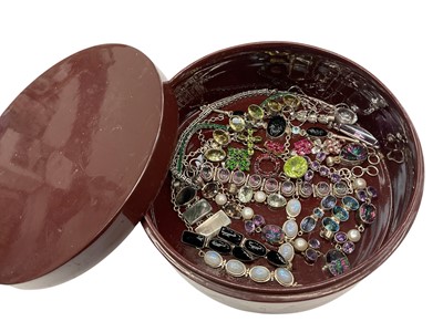 Lot 311 - Collection of silver and white metal gem-set jewellery to include necklaces, pendants, bracelets and earrings