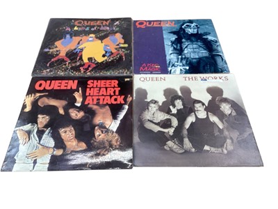 Lot 2764 - Selection of Queen LP records in carrying case