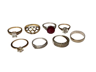 Lot 315 - Collection of eight 9ct gold and gem-set dress rings