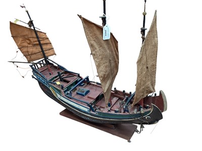 Lot 2922 - Two scratch built models of Chinese junks, one with polychrome painting, the largest 57cm long