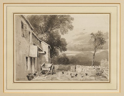 Lot 1079 - David Cox (1783-1859) pencil and grey wash - Cartmel Lancs, The 4 Lanes End, signed and inscribed, 18cm x 25cm, in glazed gilt frame