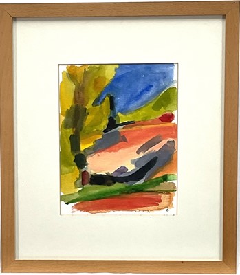 Lot 293 - Ann Gardner (b.1964) watercolour - The Road to Lamastre, monogrammed, 23.5cm x 18cm, in glazed frame