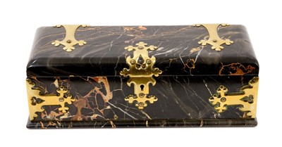 Lot 901 - Good quality Victorian marble casket with gothic brass mounts and cedar lined interior