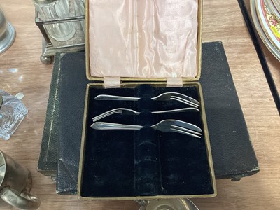 Lot 5051 - Group of silver plate and glass to include silver plated teapot, decanters etc
