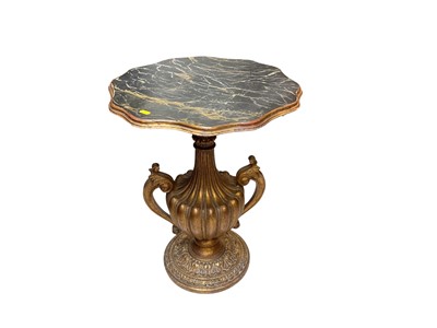 Lot 5321 - Italian carved giltwood and gesso pedestal table with faux marble top