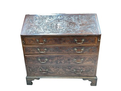 Lot 5322 - Nineteenth century carved mahogany bureau