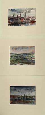 Lot 1122 - *Jonathan Trowell (1938-2013) three watercolour landscapes, two signed, average size 8.5cm x 12cm, each mounted (3). Provenance: the artist's studio, thence by family descent