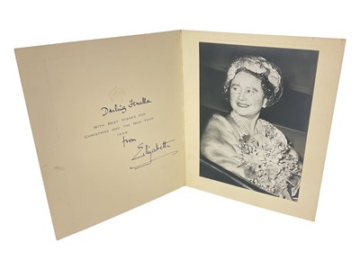 Lot 90 - H.M. Queen Elizabeth The Queen Mother, family signed 1959 Christmas card with gilt crown to cover and photograph of The Queen Mother to the interior, signed ' Darling Fenella, from Elizabeth' Pro...