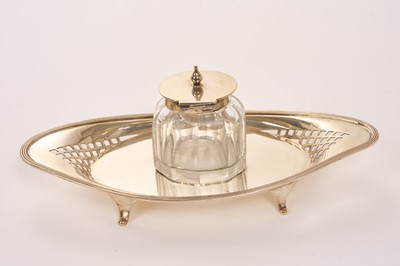 Lot 438 - Silver inkstand with glass bottle