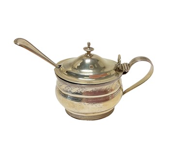 Lot 439 - Silver mustard pot and spoon